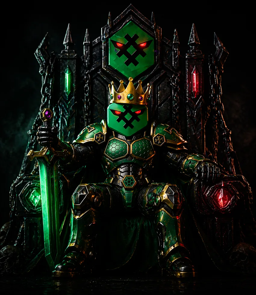 Коронованный персонаж Kufar Hunter на троне